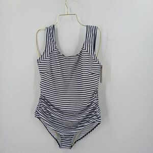 Sea Fancy Swimsuit Womens XL Black White Stripe Swimwear Nautical Aesthetic